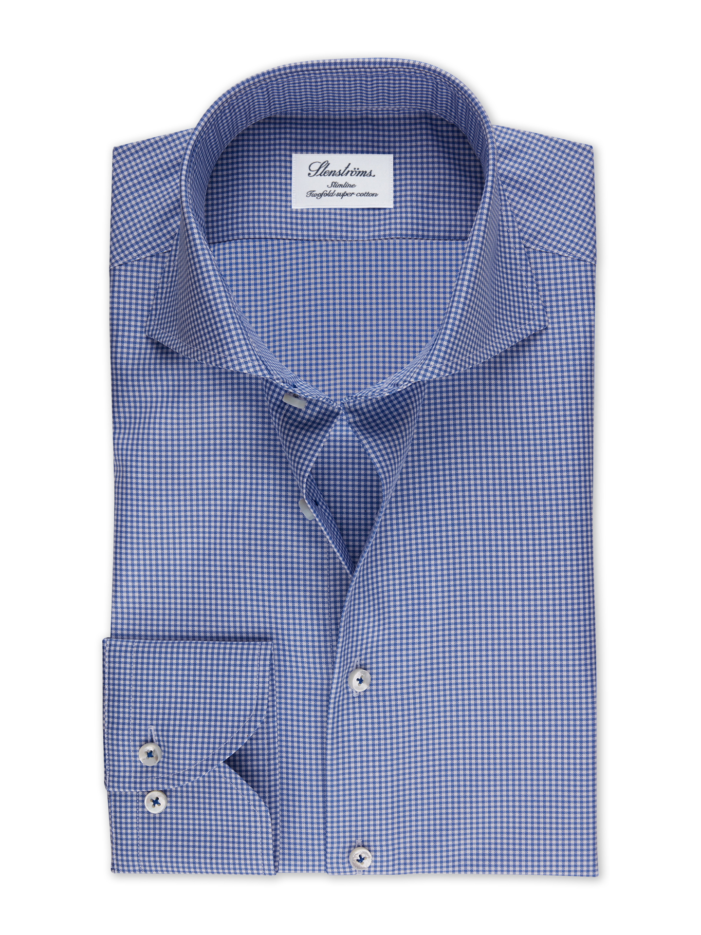 Stenströms Light blue Checked Twill Shirt | Men | Men's Shirts | Slimline | Size: 38 | Light blue | Checked | Long Sleeves