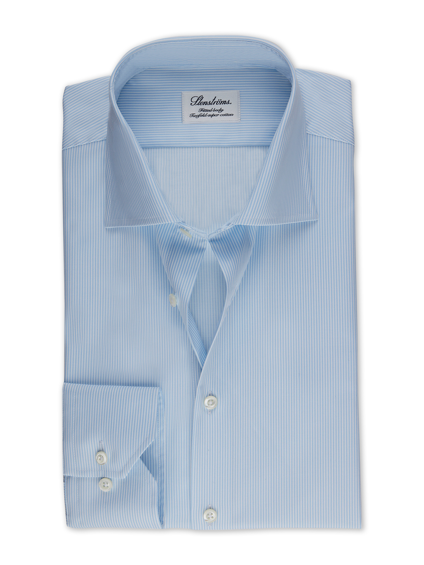 Stenströms Light blue Pinstriped Twill Shirt, XL-Sleeves | Men | Men's Shirts | Slimline | Size: 37 | Light blue | Striped | Extra Long Sleeves