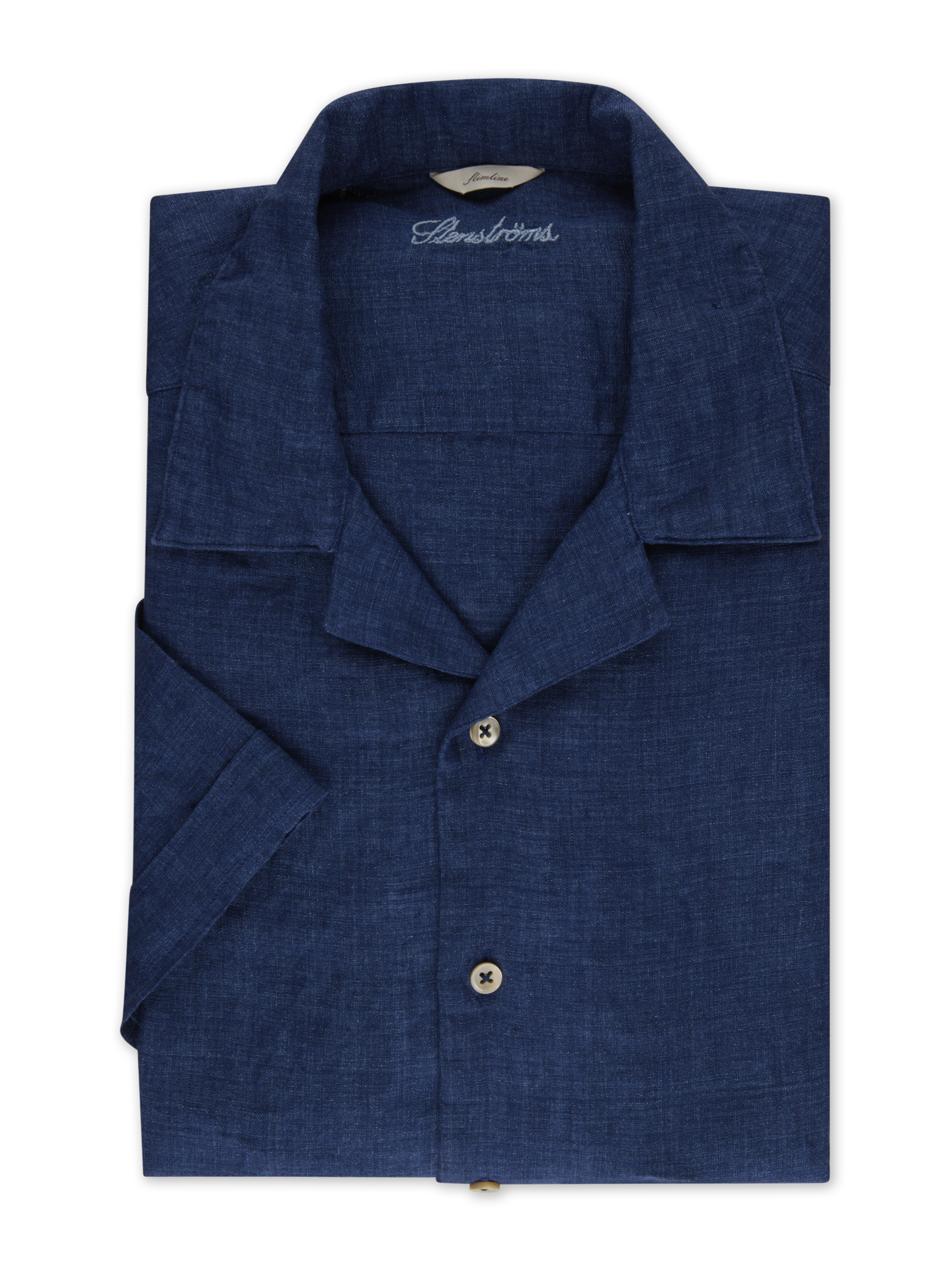 Stenströms Dark blue Linen Shirt, Short Sleeves | Men | Men's Shirts | Slimline | Size: XXL | Dark blue | Solid | Short Sleeves