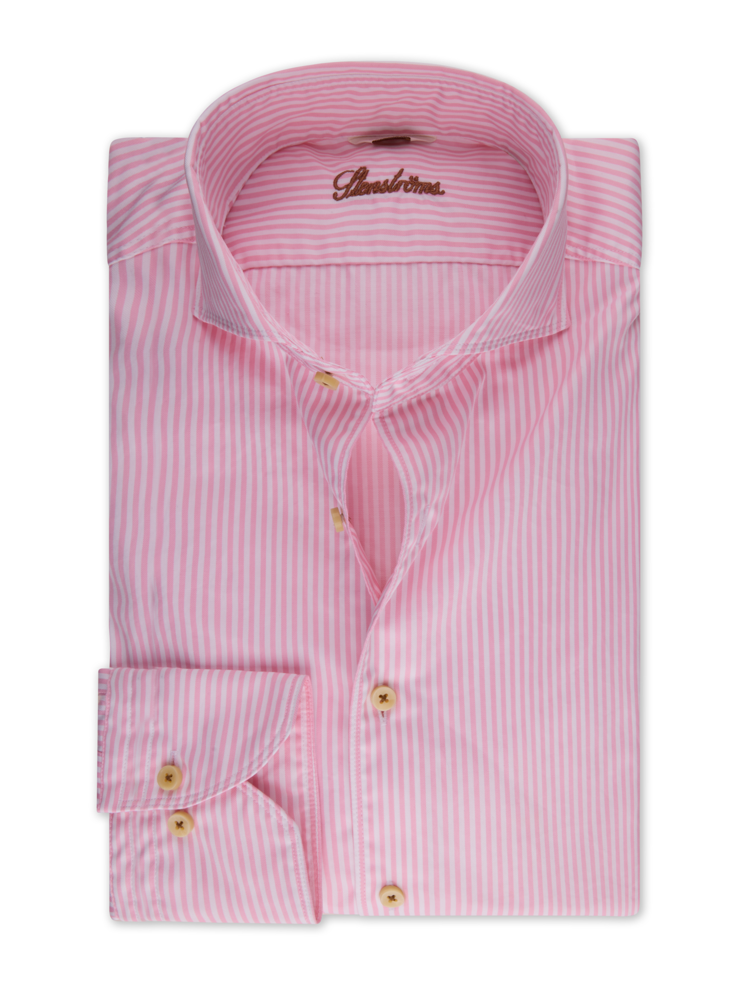 Stenströms Casual Dark pink Striped Twill Shirt | Men | Men's Shirts | Slimline | Size: L | Dark pink | Striped | Long Sleeves