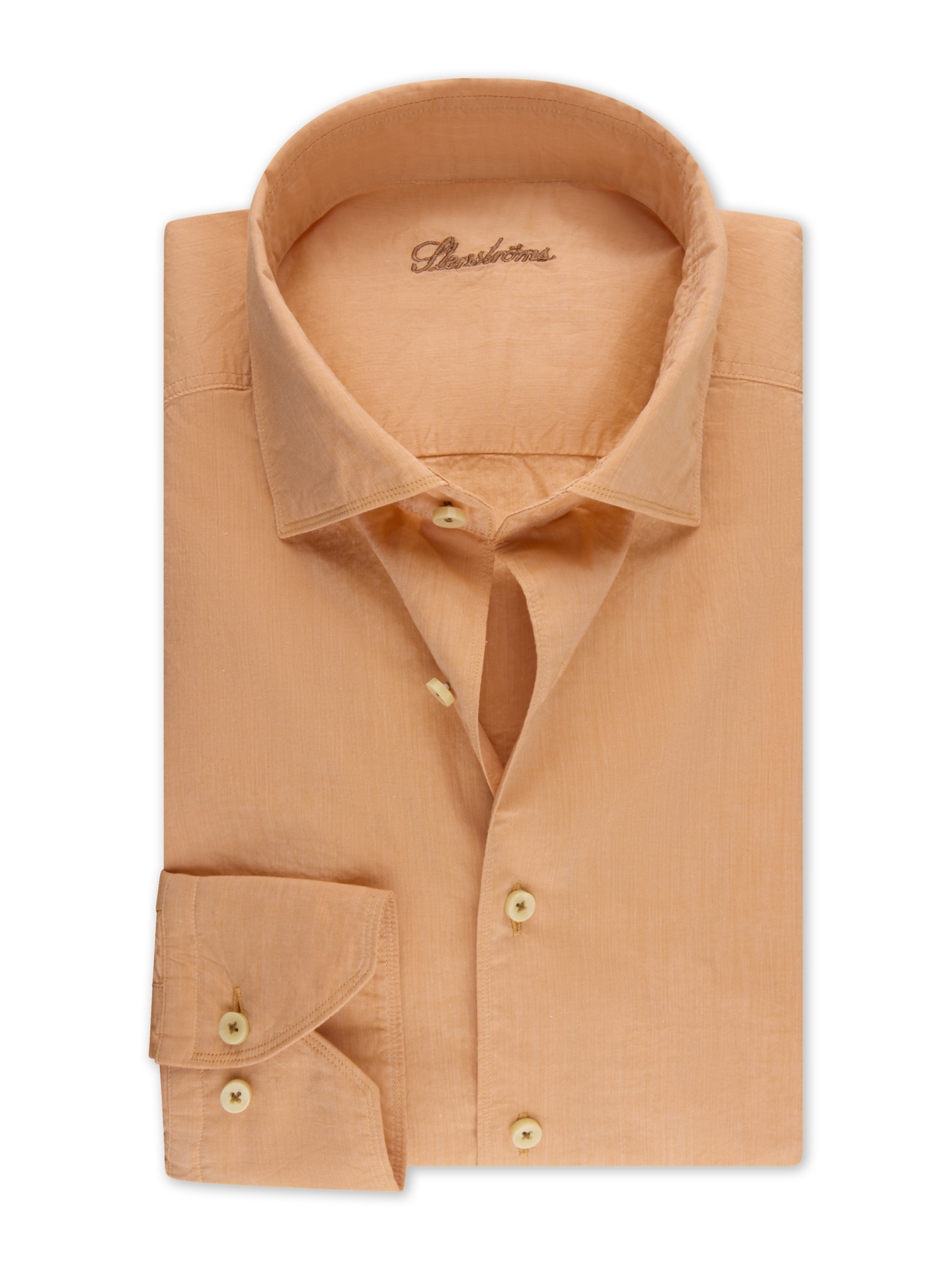 Stenströms Casual Light orange Poplin Shirt | Men | Men's Shirts | Slimline | Size: XXL | Light orange | Solid | Long Sleeves