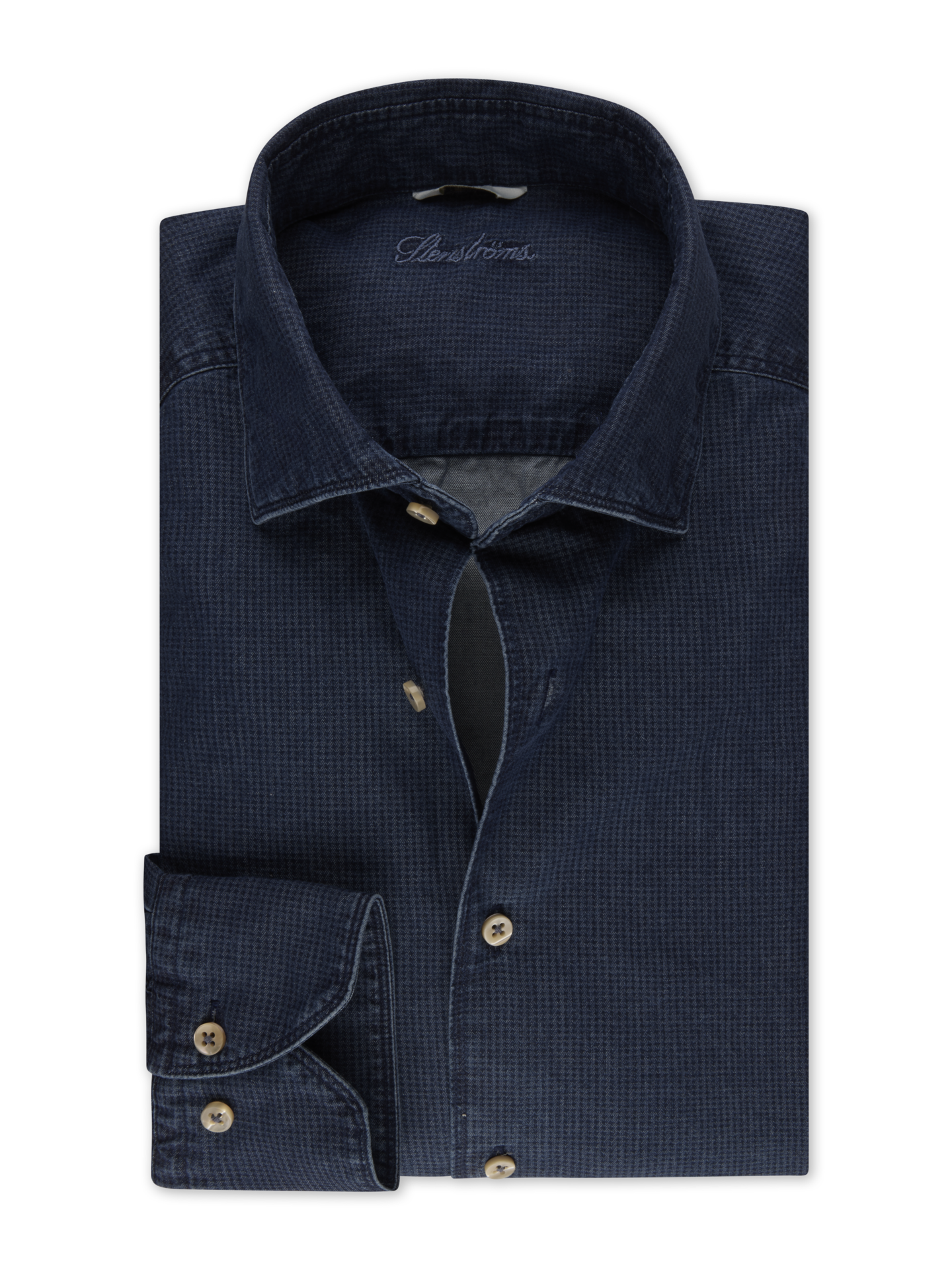 Stenströms Dark blue Patterned Denim Shirt | Men | Men's Shirts | Slimline | Size: M | Dark blue | Print / Patterned | Long Sleeves