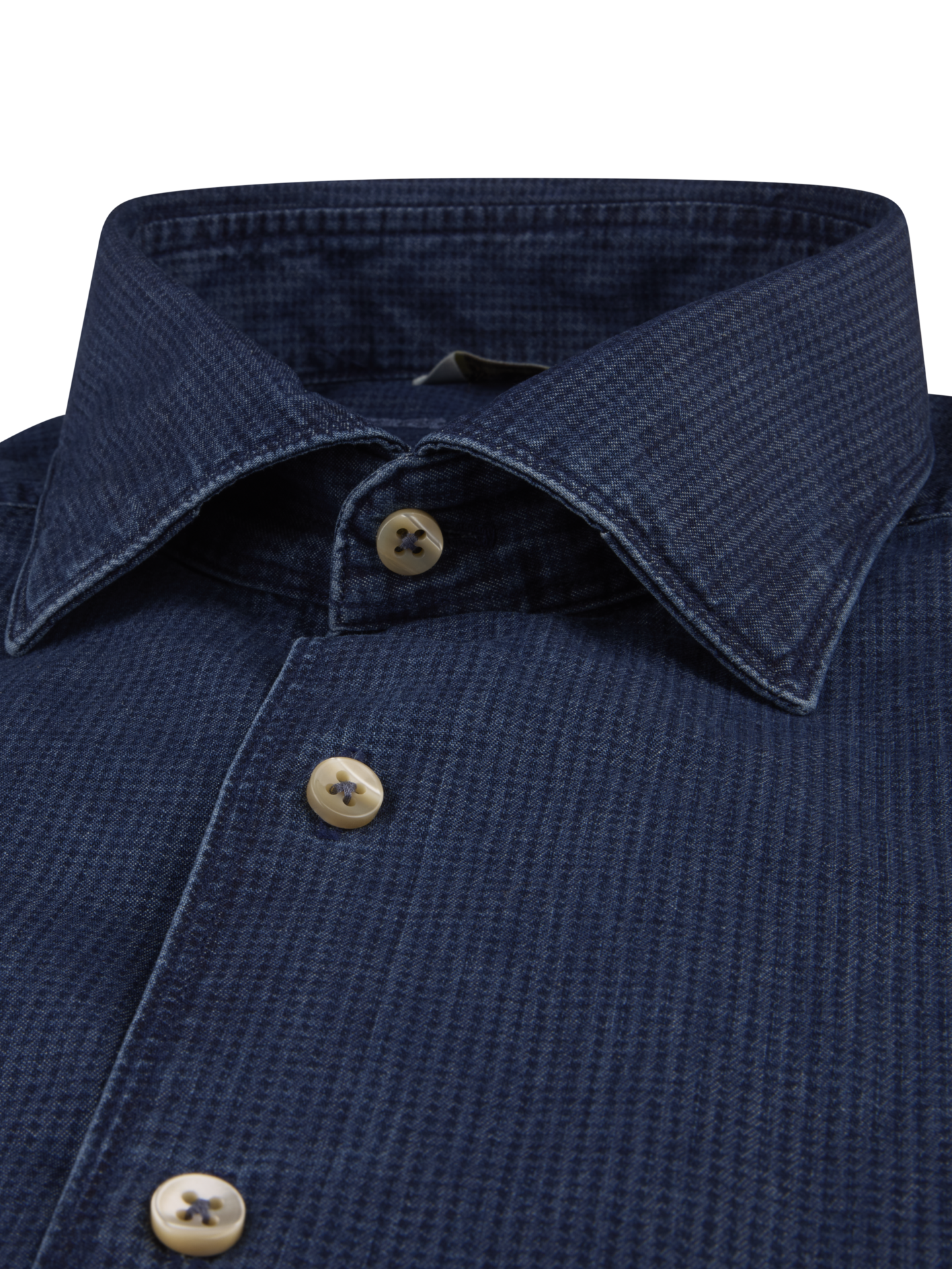 Mörkblå Mönstrad Denimskjorta