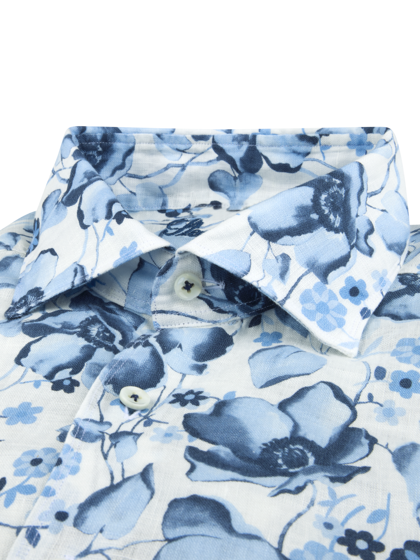 Blue Floral Linen Shirt