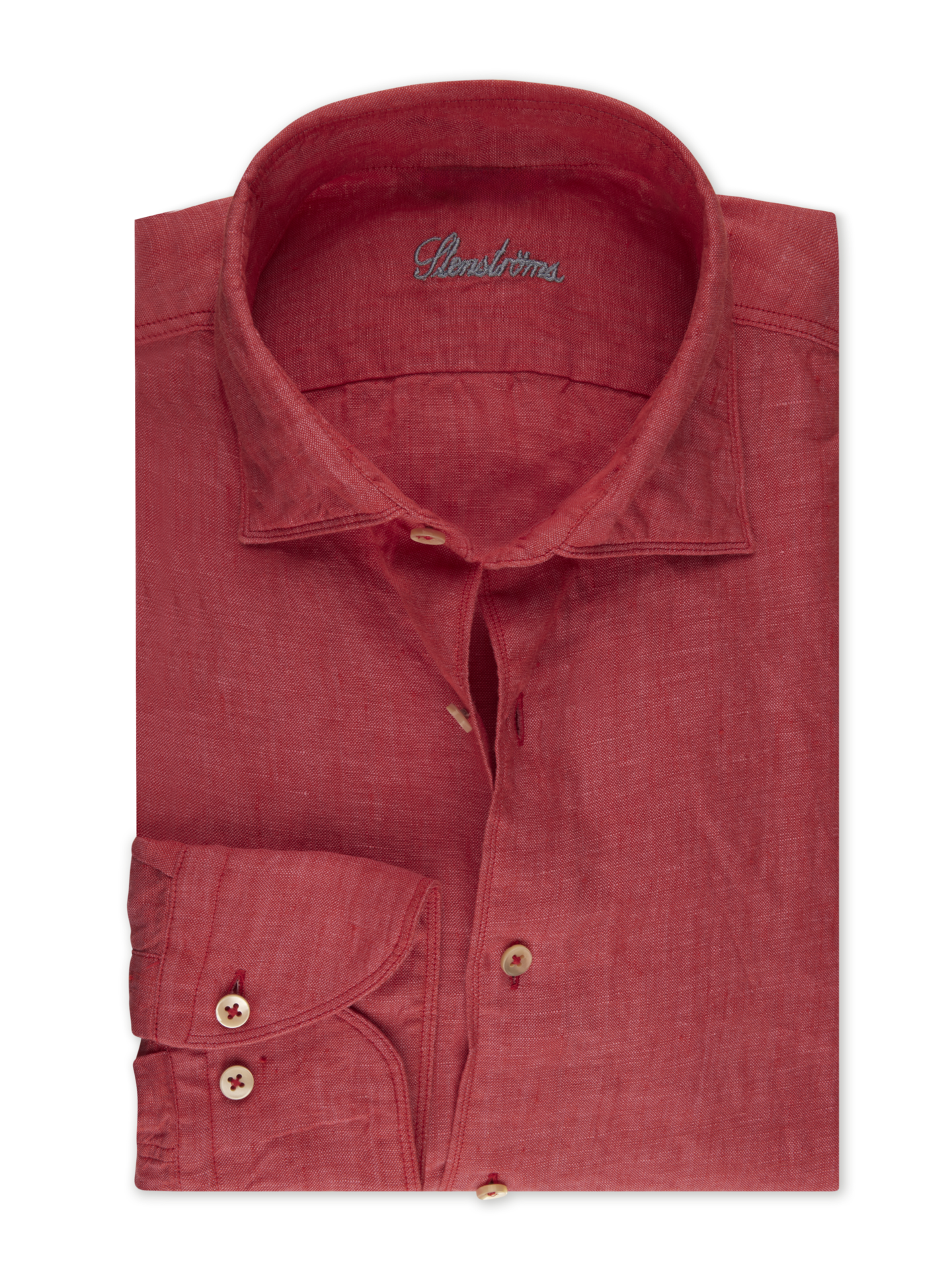 Men's Red 100% Linen Regular Fit Shirt