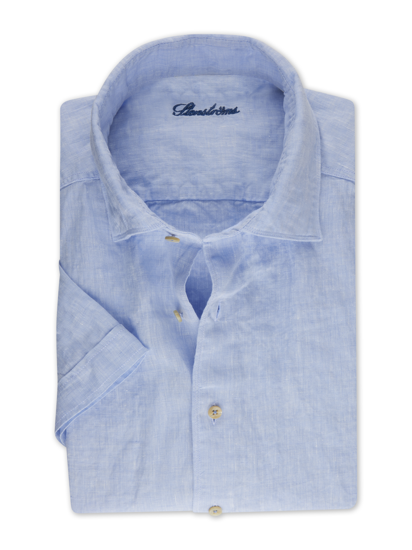 Stenströms Light Blue Linen Shirt, Short Sleeves | Herre | Herreskjorter | Slimline | Størrelse: S | Lyse blå | Solid | Kort Erm