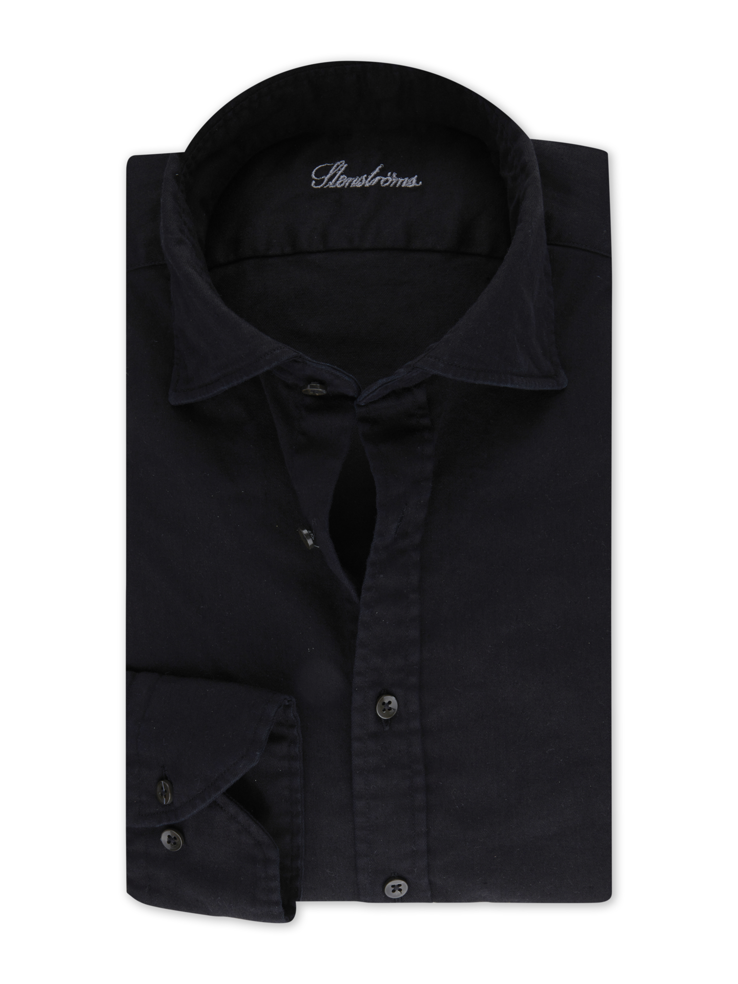 Stenströms Casual Black Denim Shirt | Men | Men's Shirts | Slimline | Size: M | Black | Solid | Long Sleeves