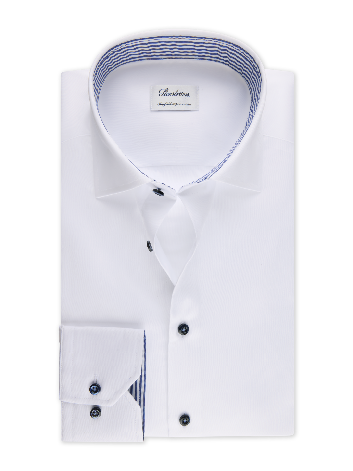 Stenströms White Contrast Twill Shirt | Men | Men's Shirts | Slimline | Size: 43 | White | Solid | Long Sleeves