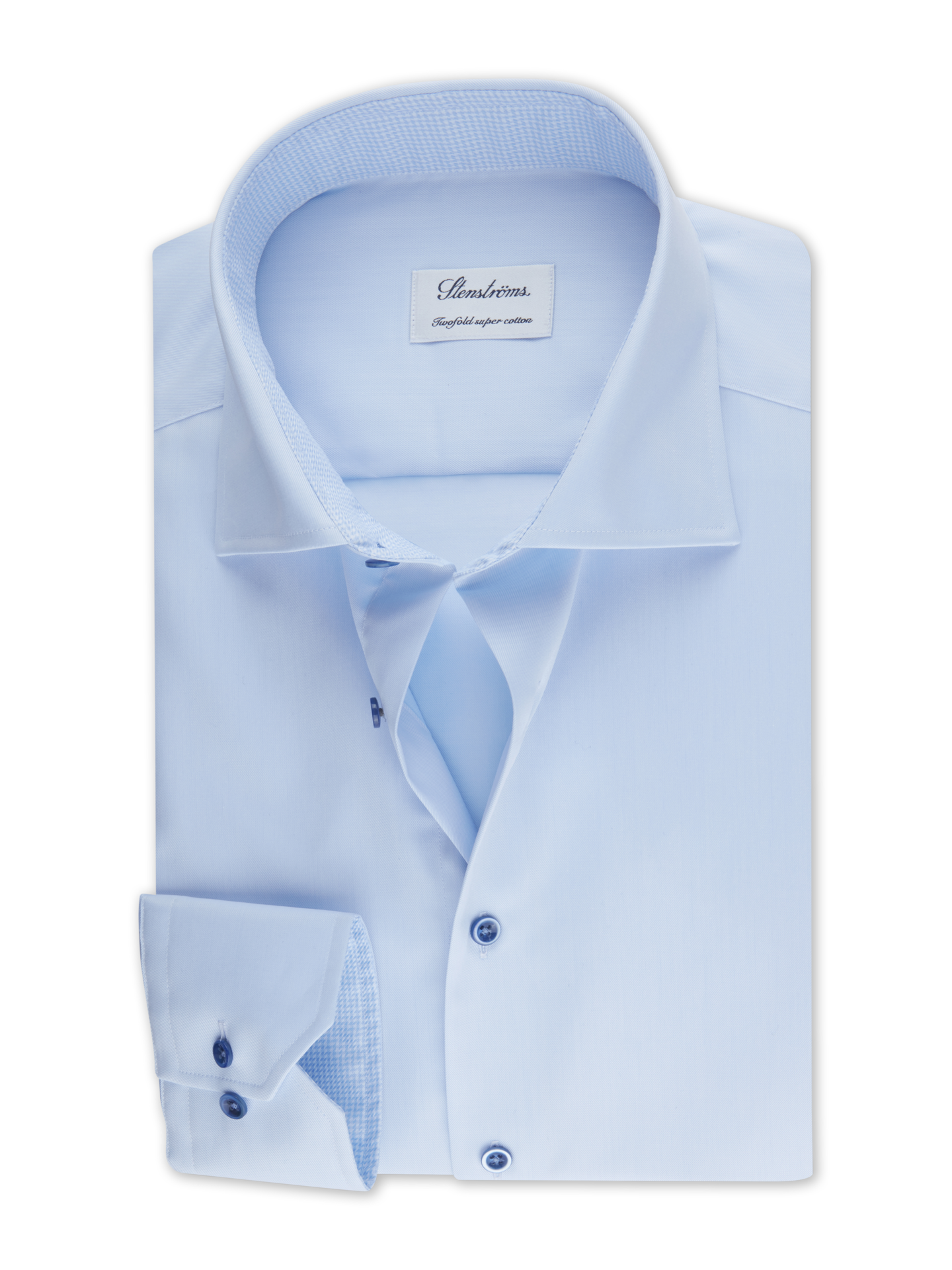 Stenströms Light blue Contrast Twill Shirt | Men | Men's Shirts | Slimline | Size: 40 | Light blue | Solid | Long Sleeves