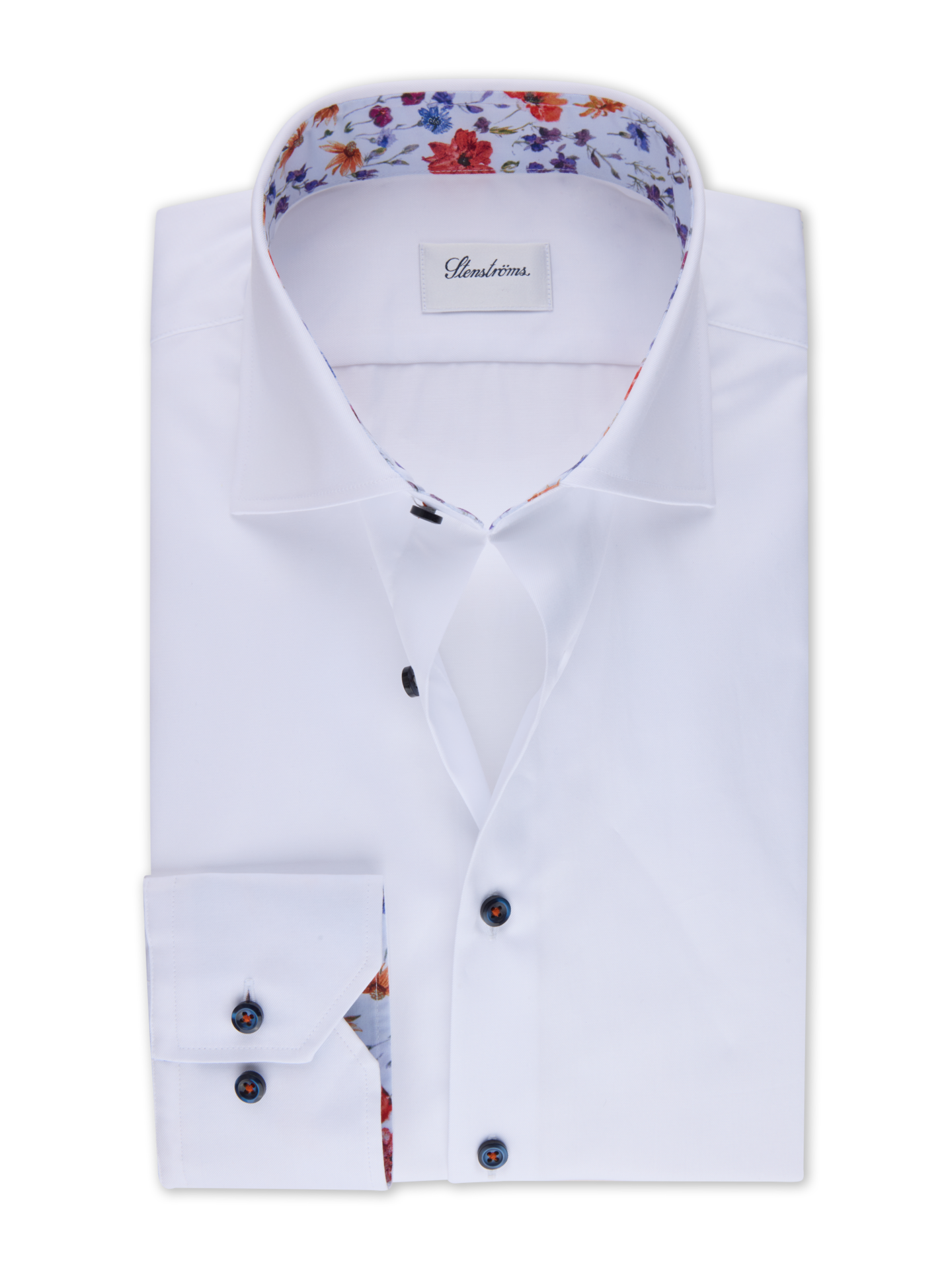 Stenströms White Contrast Twill Shirt | Men | Men's Shirts | Slimline | Size: 39 | White | Solid | Long Sleeves