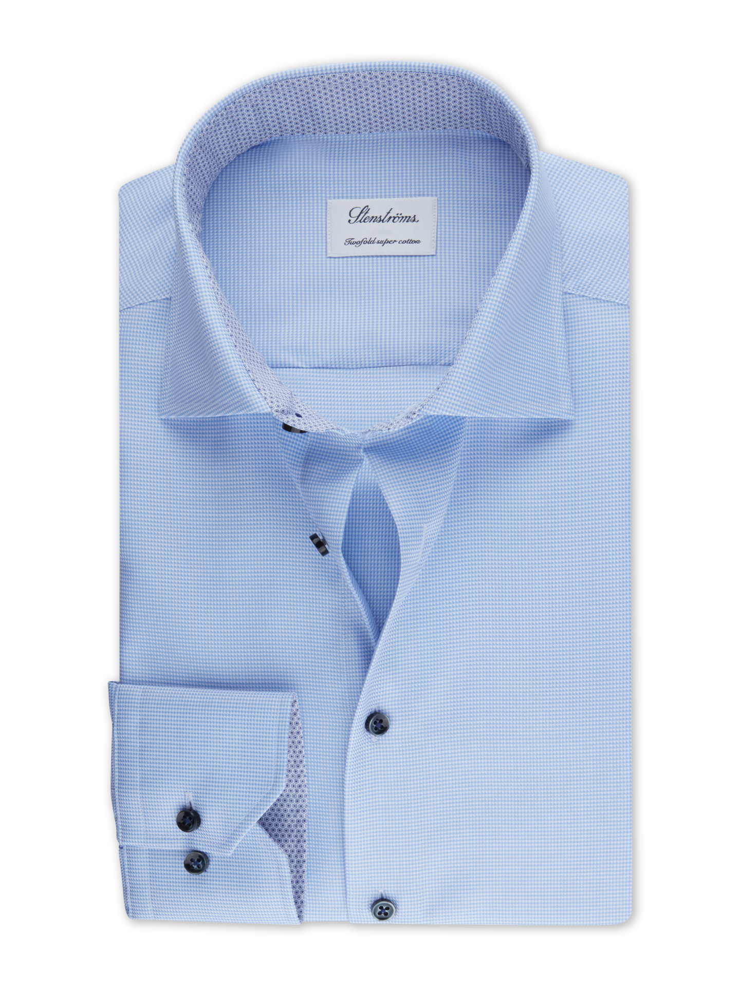 Stenströms Light blue Contrast Twill Shirt, XL-Sleeves | Men | Men's Shirts | Slimline | Size: 44 | Light blue | Solid | Extra Long Sleeves