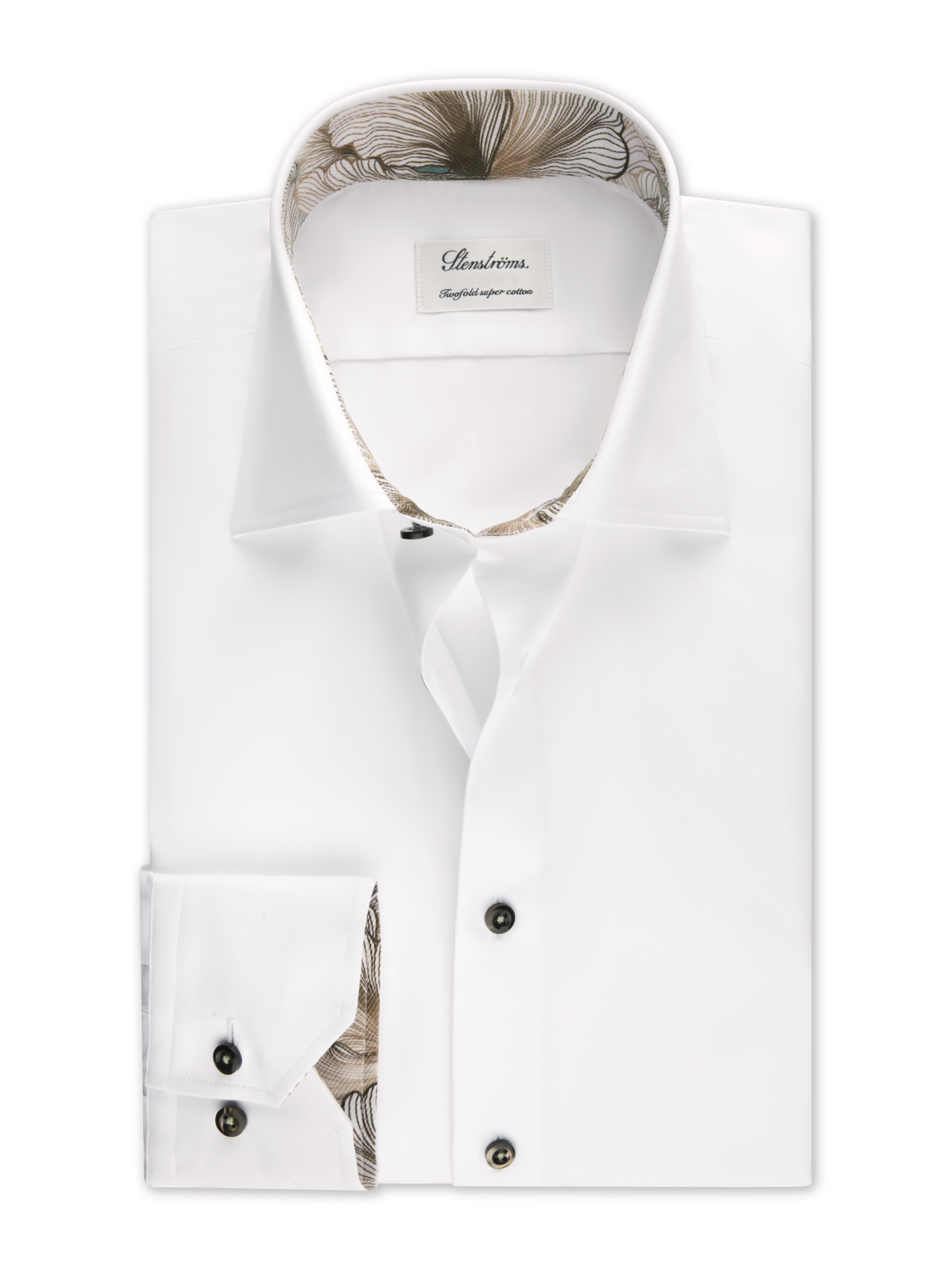 Stenströms White Contrast Twill Shirt | Men | Men's Shirts | Slimline | Size: 44 | White | Solid | Long Sleeves