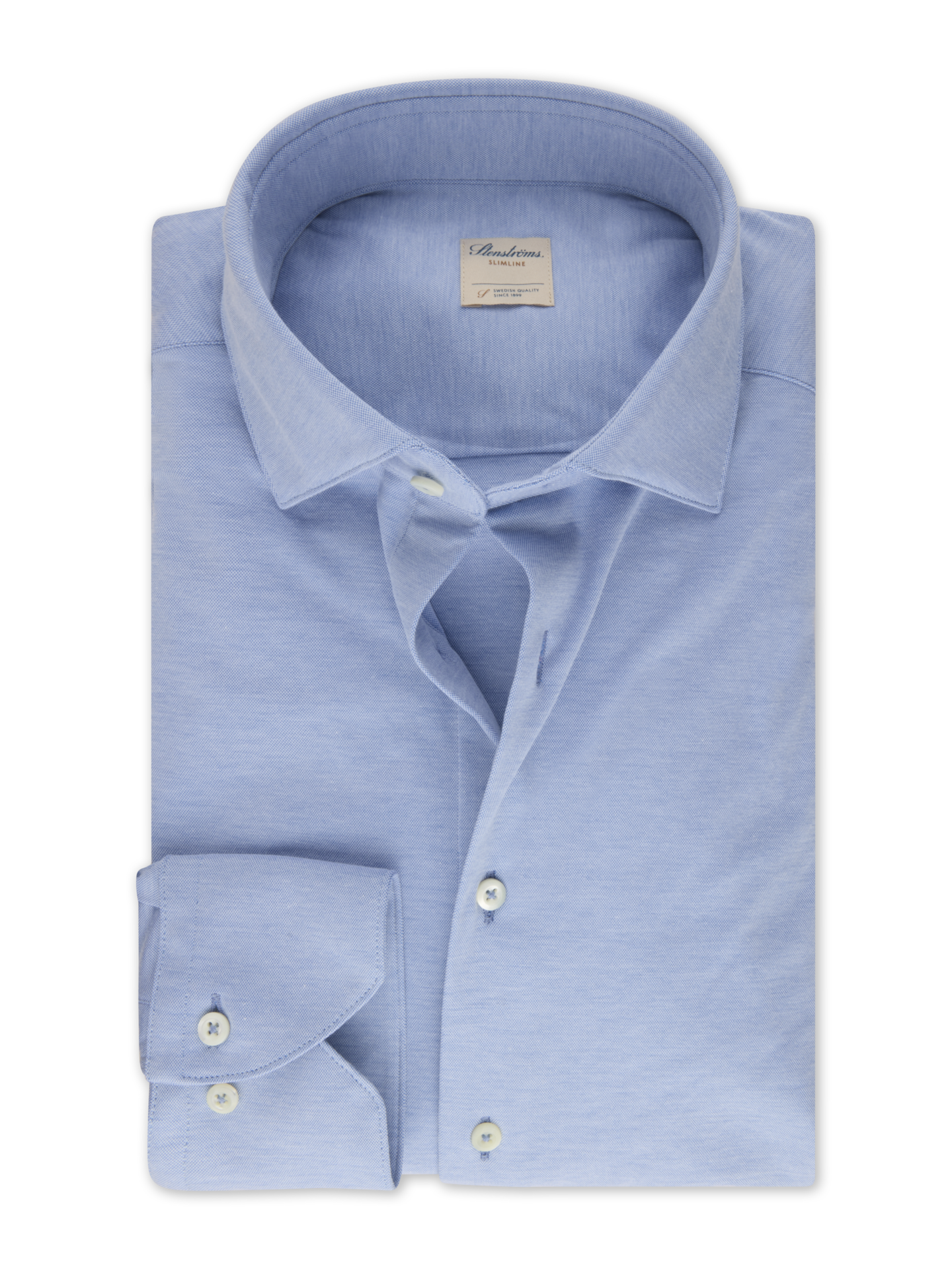 Stenströms Casual Blå Jerseyskjorta | Herr | Herrskjortor | Slimline | Storlek: XXL | Blå | Enfärgad | Lång Ärm