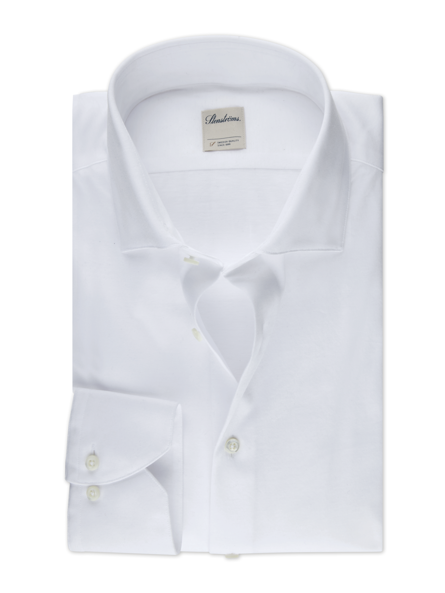 Stenströms White Jersey Shirt | Men | Men's Shirts | Slimline | Size: S | White | Solid | Long Sleeves