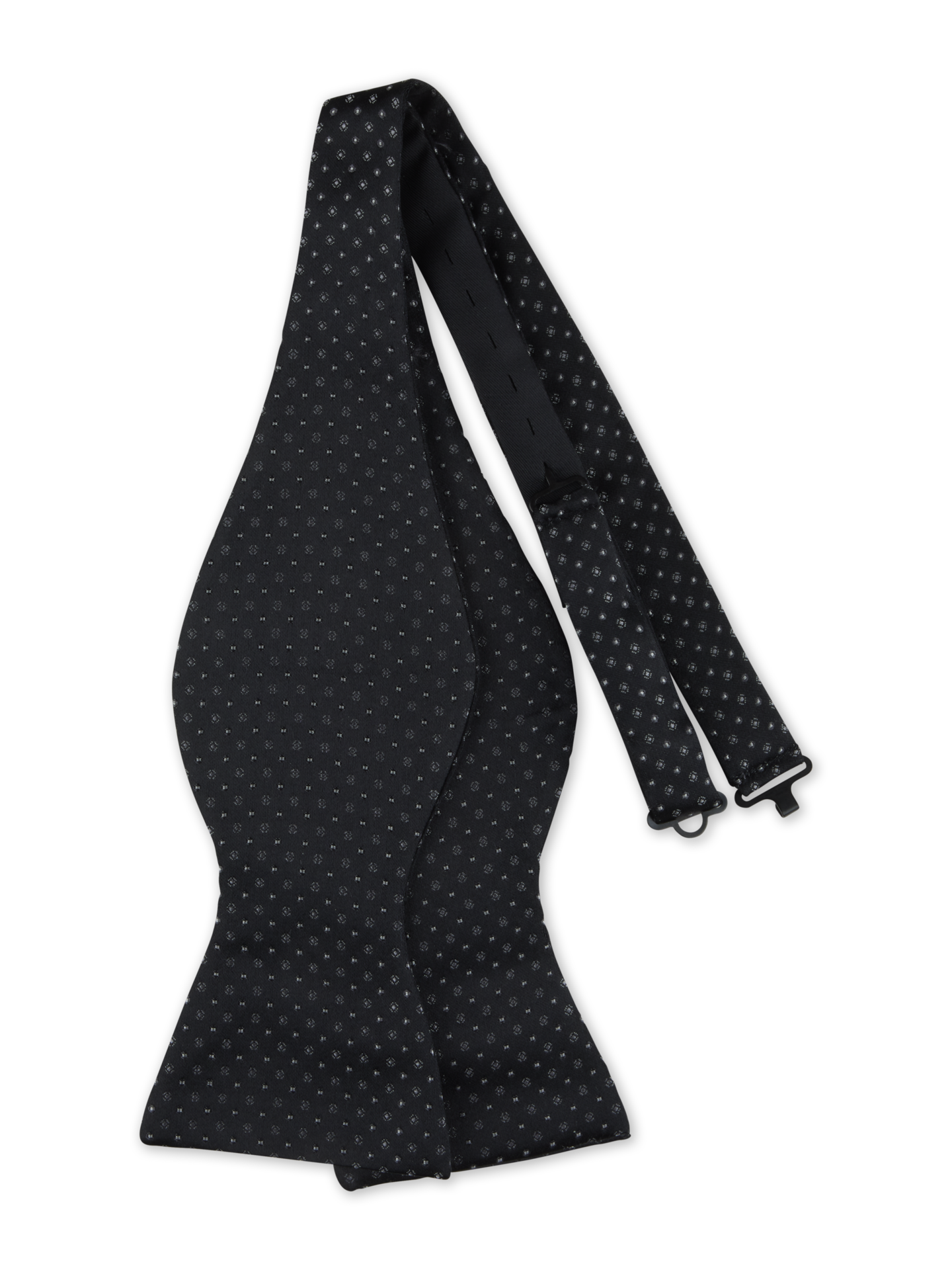 Black Patterned Silk Bow Tie, Self-Tied