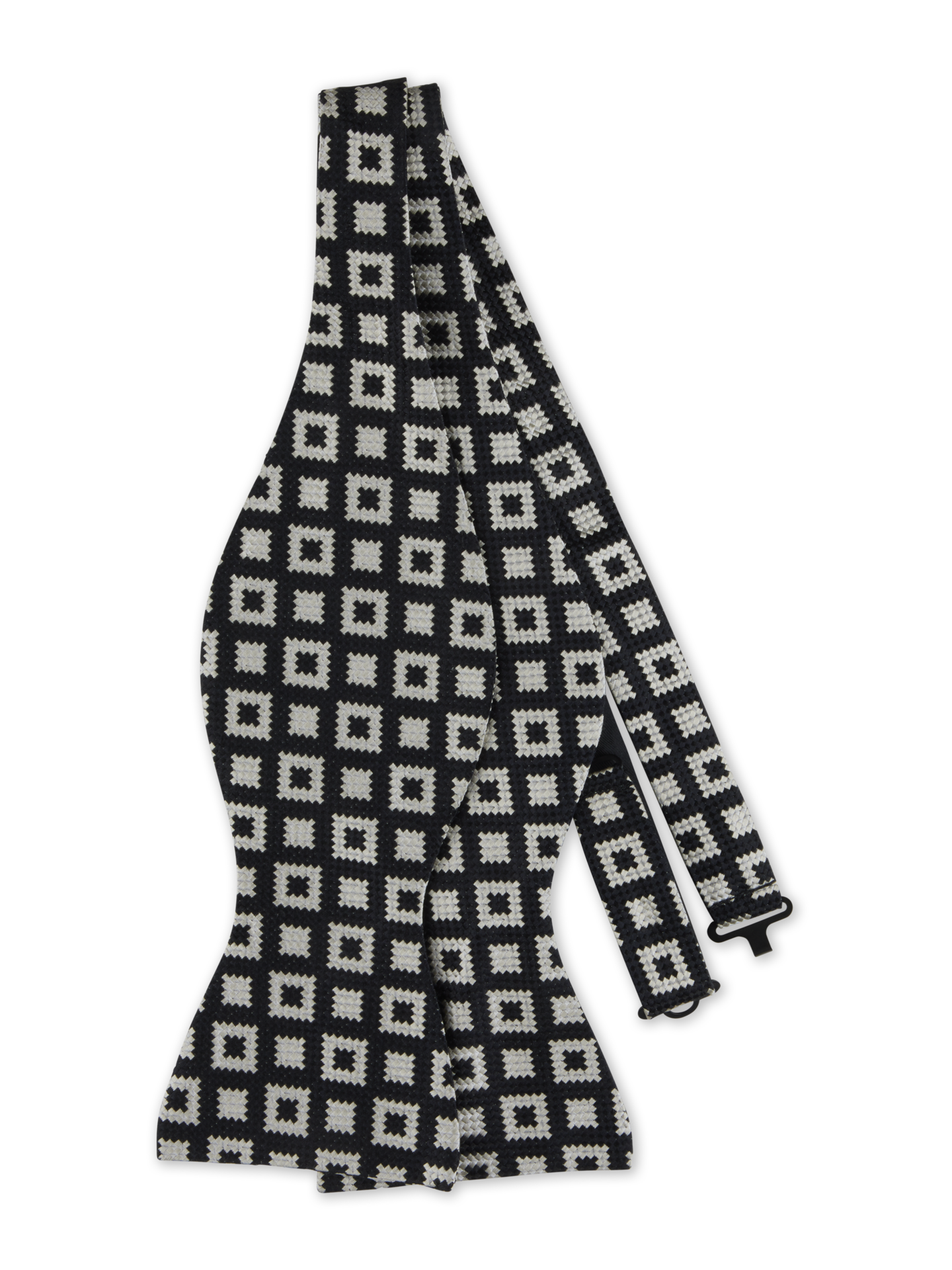 Black Patterned Silk Bow Tie, Self-Tied