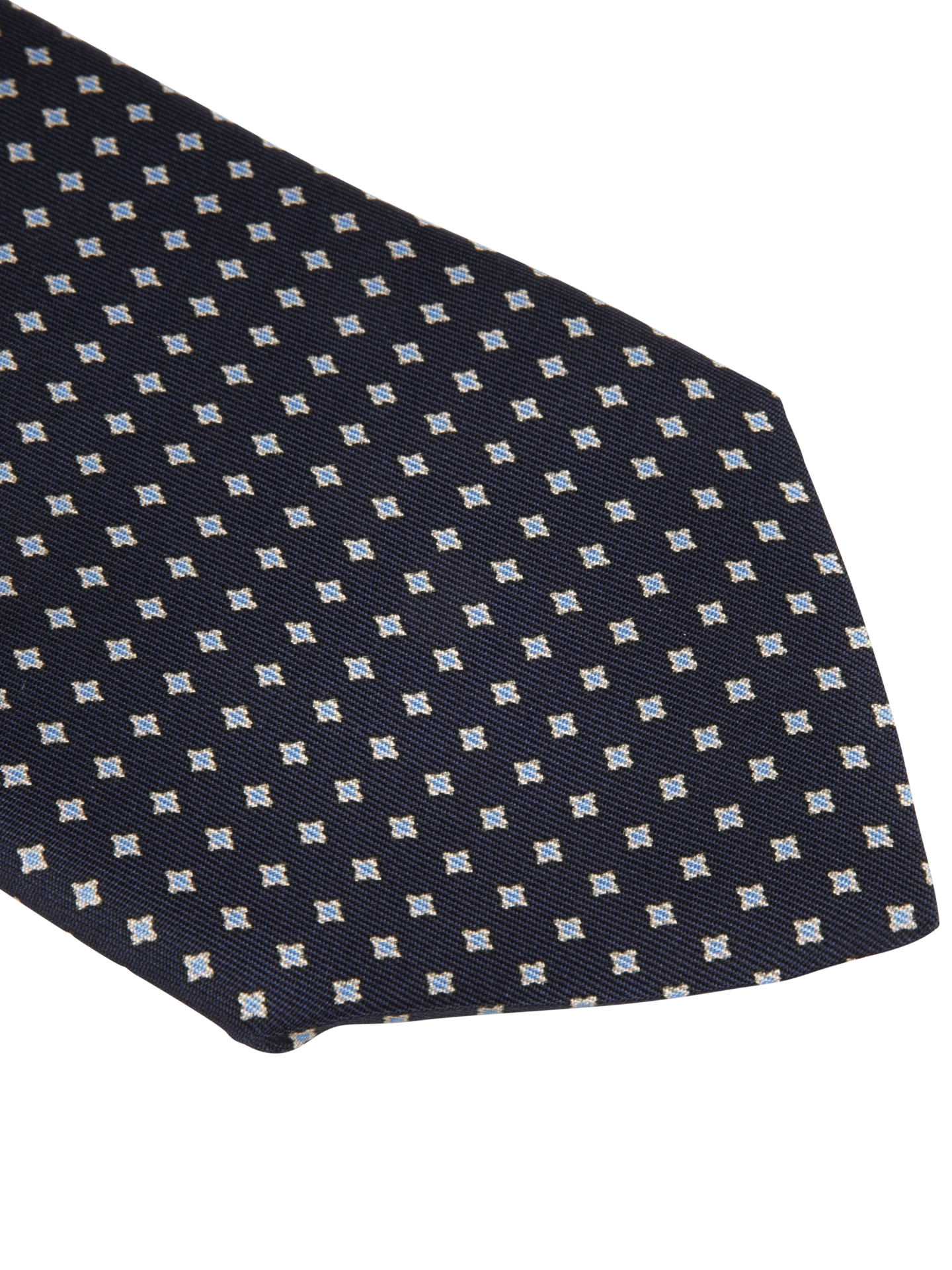Navy Patterned Silk Tie
