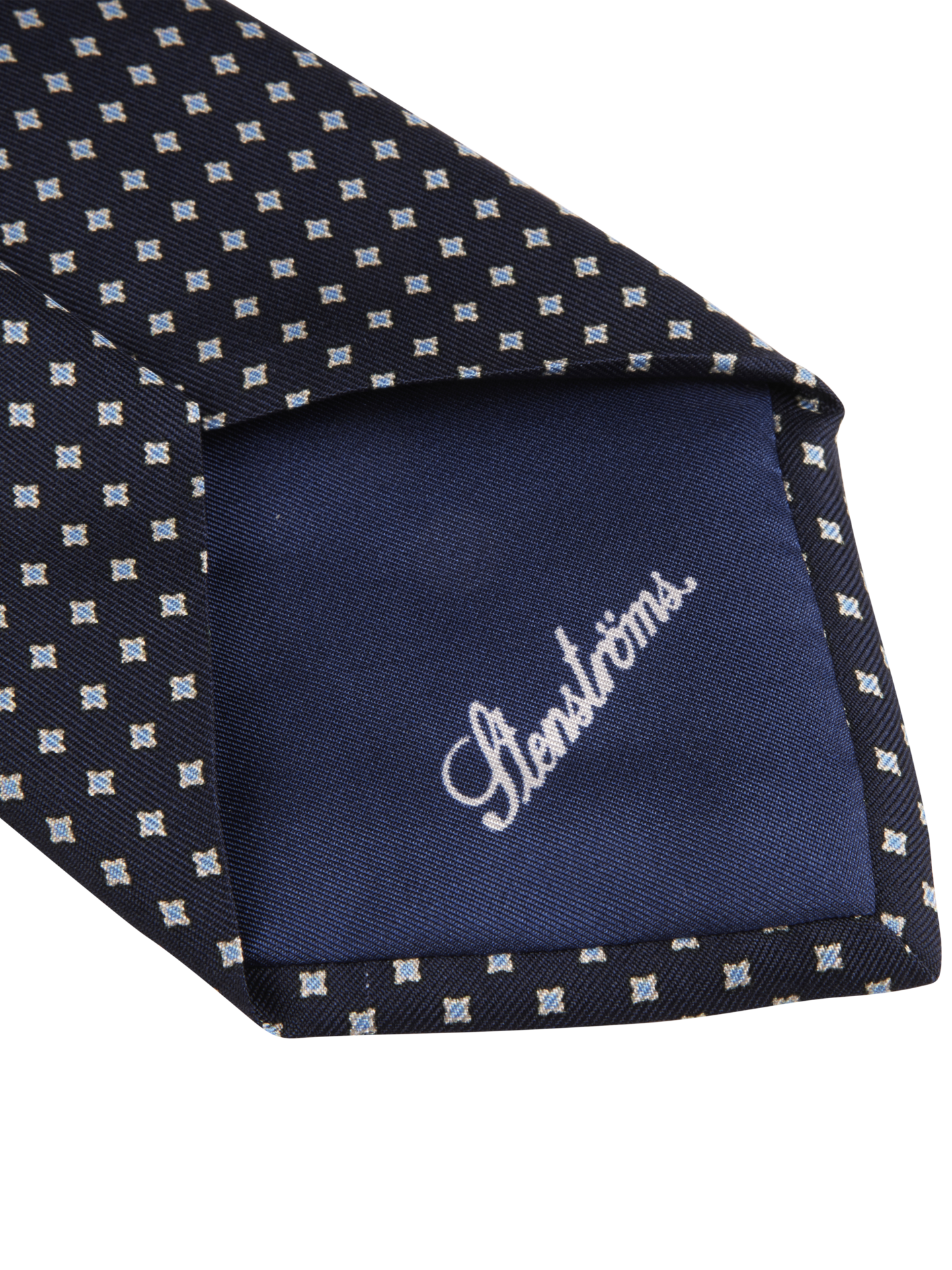 Navy Patterned Silk Tie