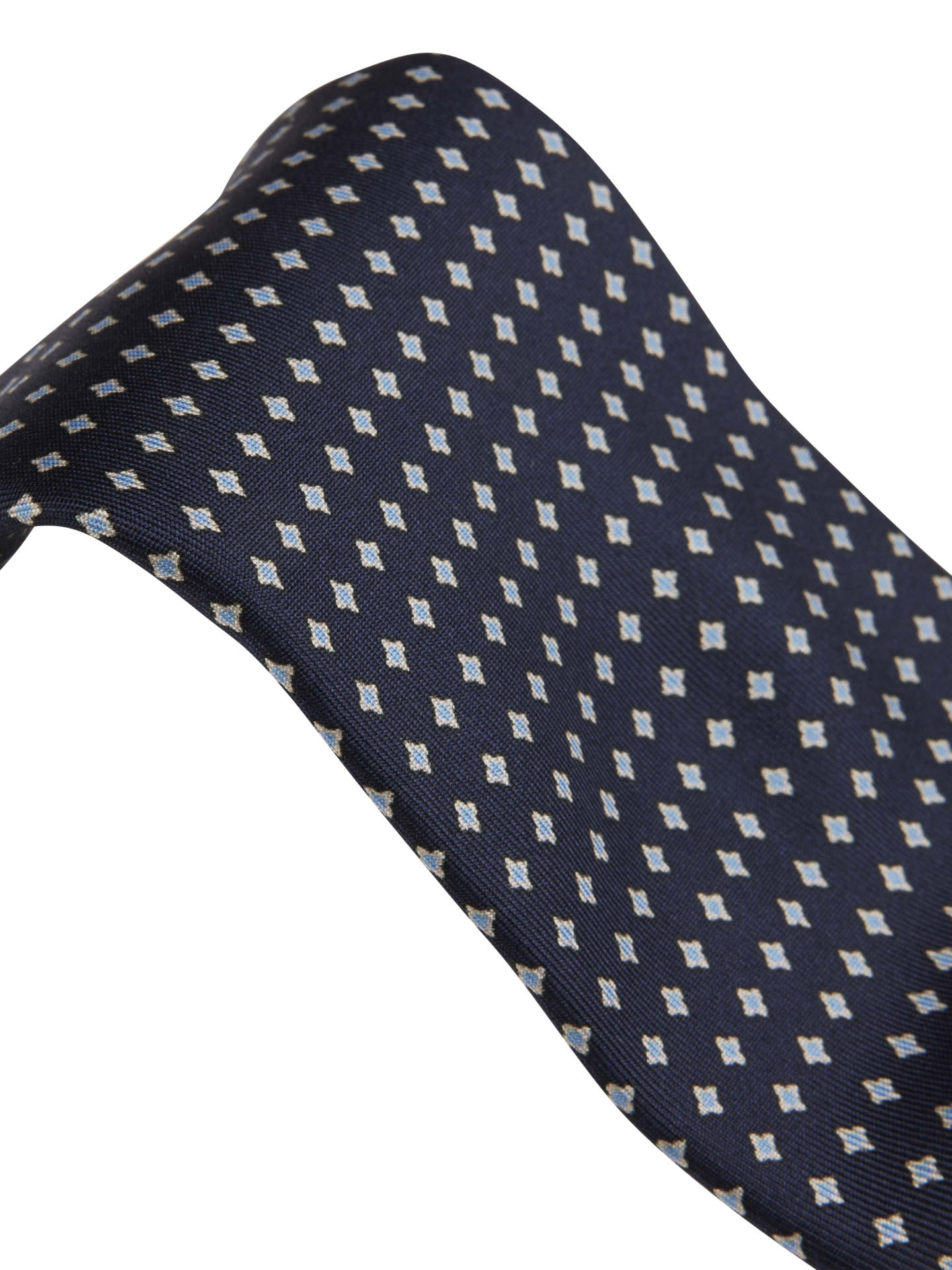 Navy Patterned Silk Tie
