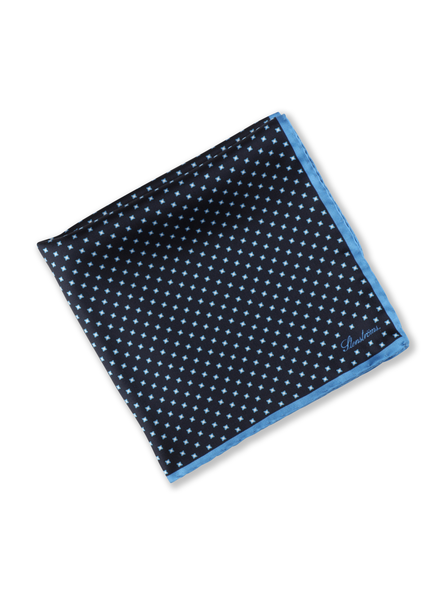 Stenströms Navy Patterned Silk Hankie | Men | Accessories | Size: One Size | Navy