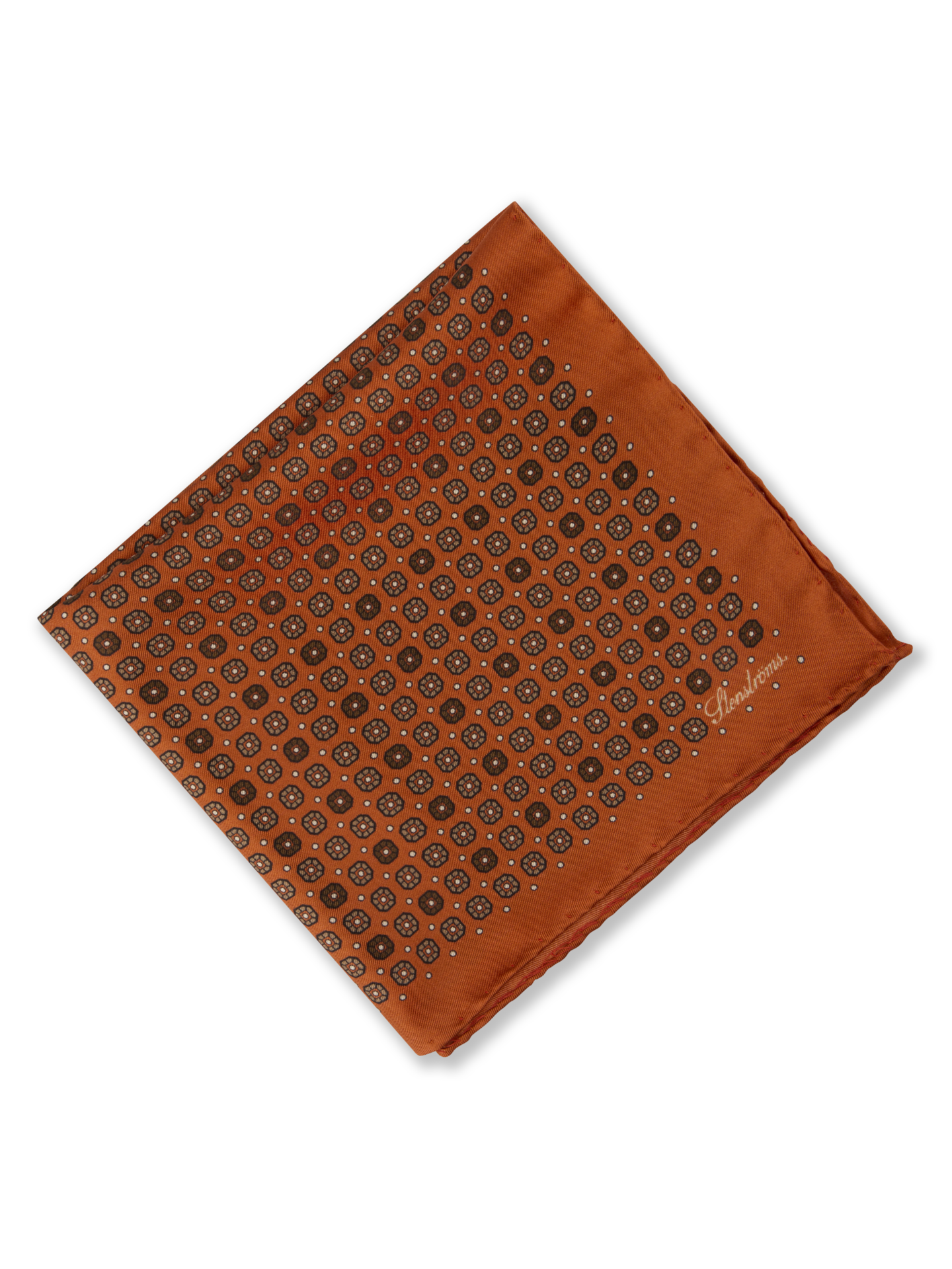 Stenströms Dark orange Patterned Silk Hankie | Men | Accessories | Size: One Size | Dark orange