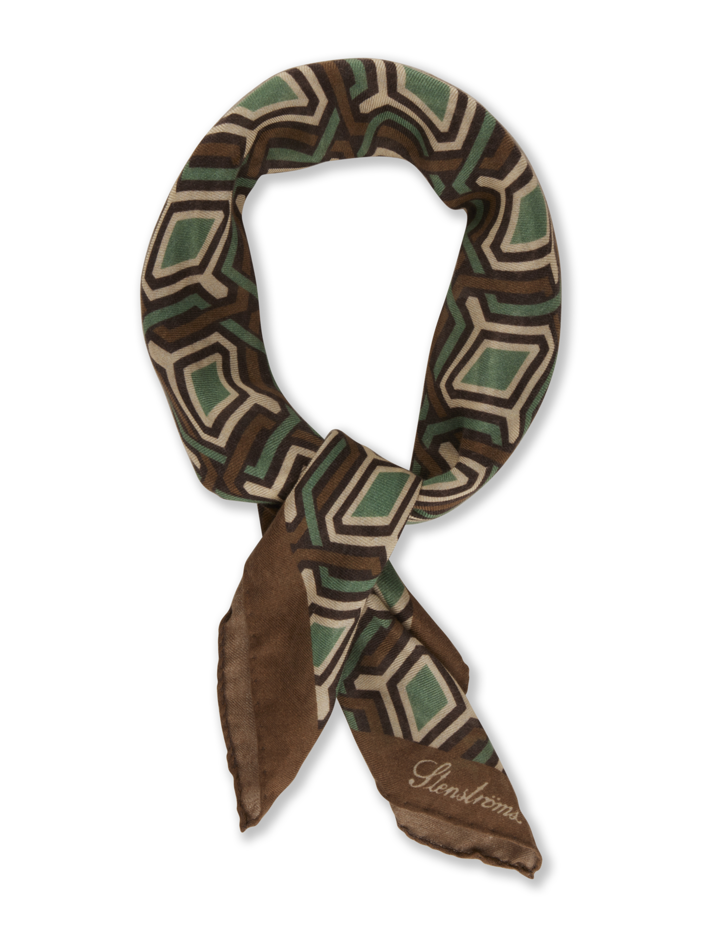 Stenströms Green Patterned Modal Bandana | Men | Accessories | Size: One Size | Green