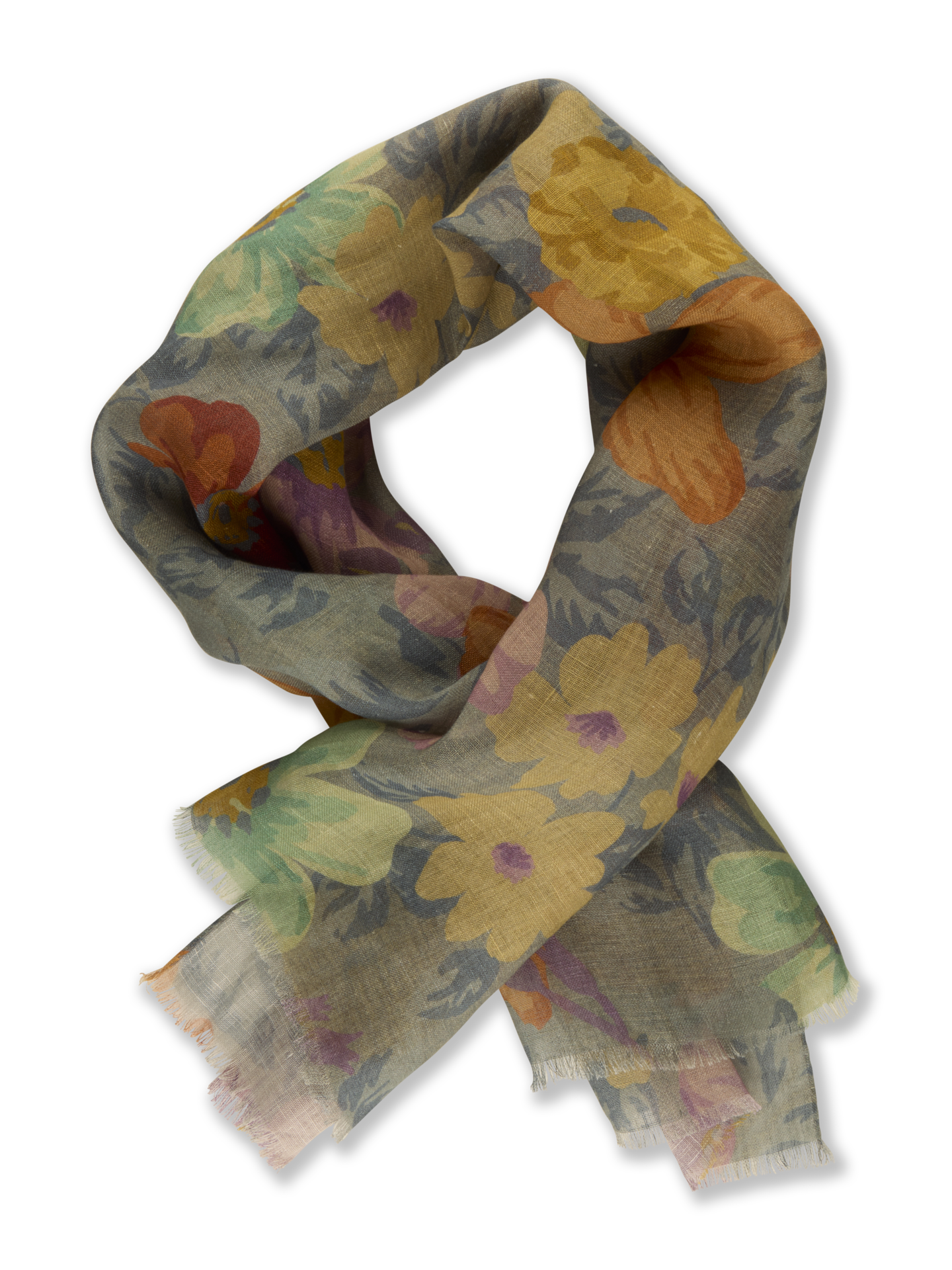 Stenströms Blå Blommig Linnehalsduk | Herr | Accessoarer | Storlek: One Size | Blå
