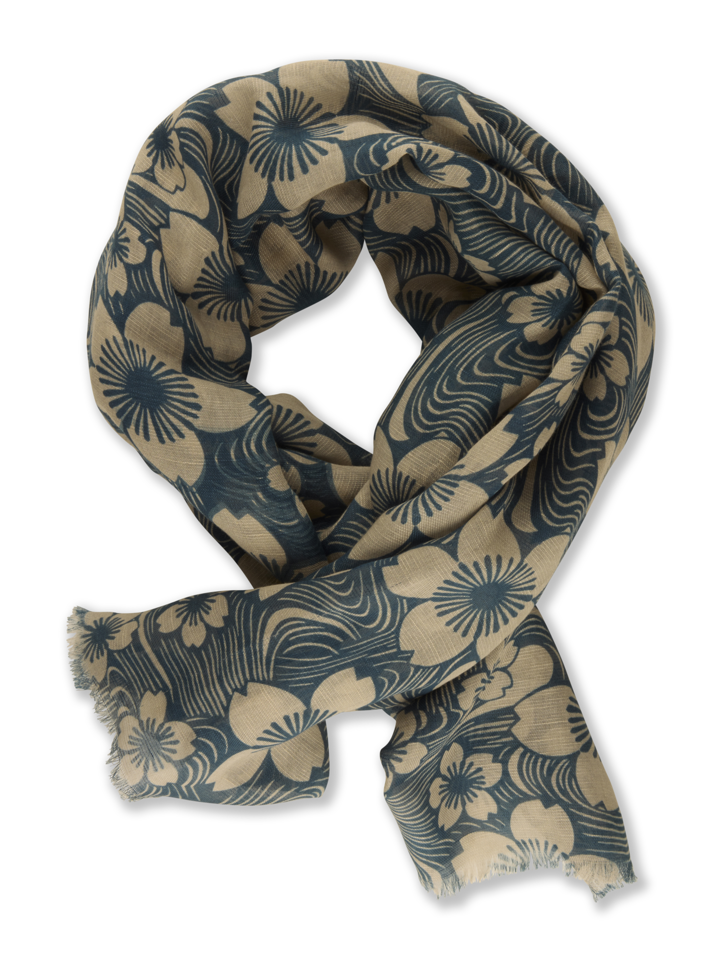 Stenströms Marineblå Blomstrete linskjerf | Herre | Accessoirer | Størrelse: One Size | Marineblå