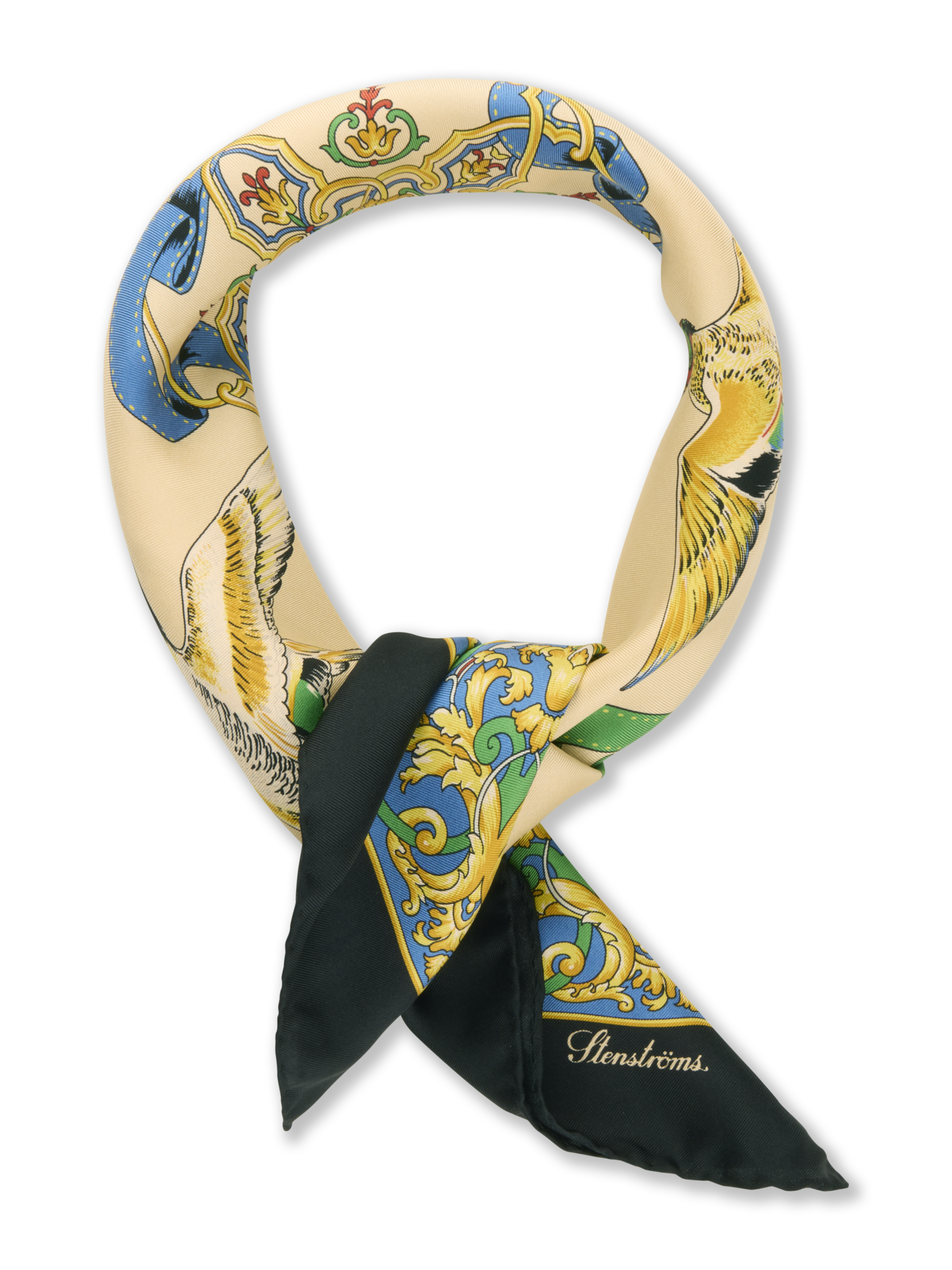 Stenströms Beige Mönstrad Sidenscarf | Dam | Accessoarer | Storlek: One Size | Beige