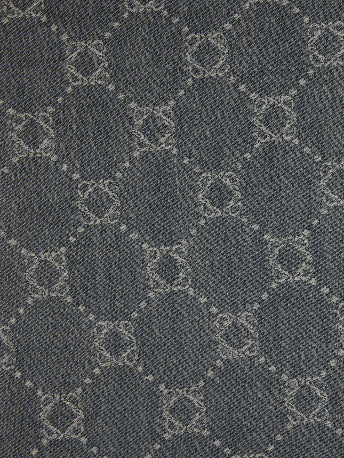 Navy Patterned Silk/Wool Scarf