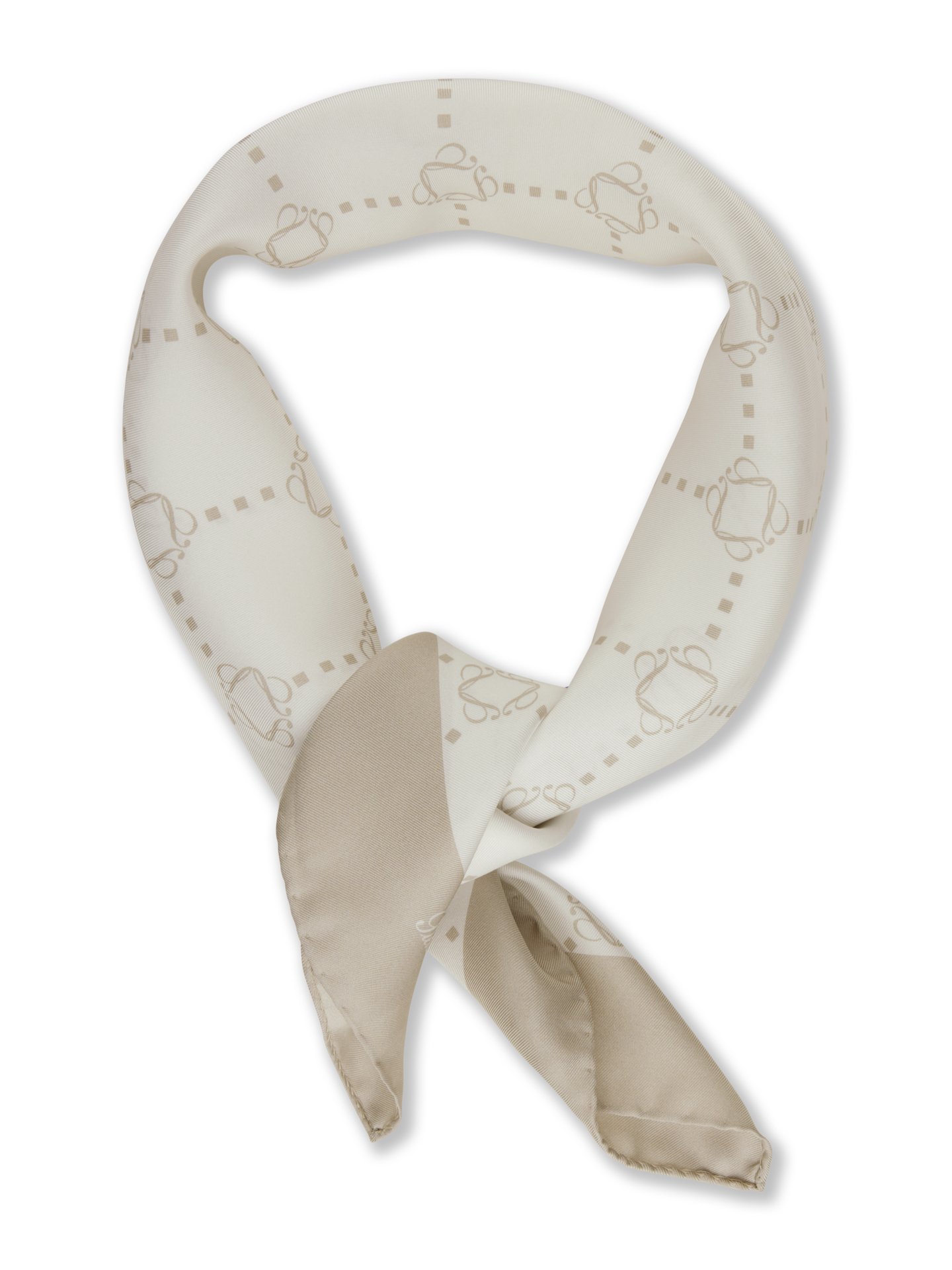Beige Patterned Silk Scarf