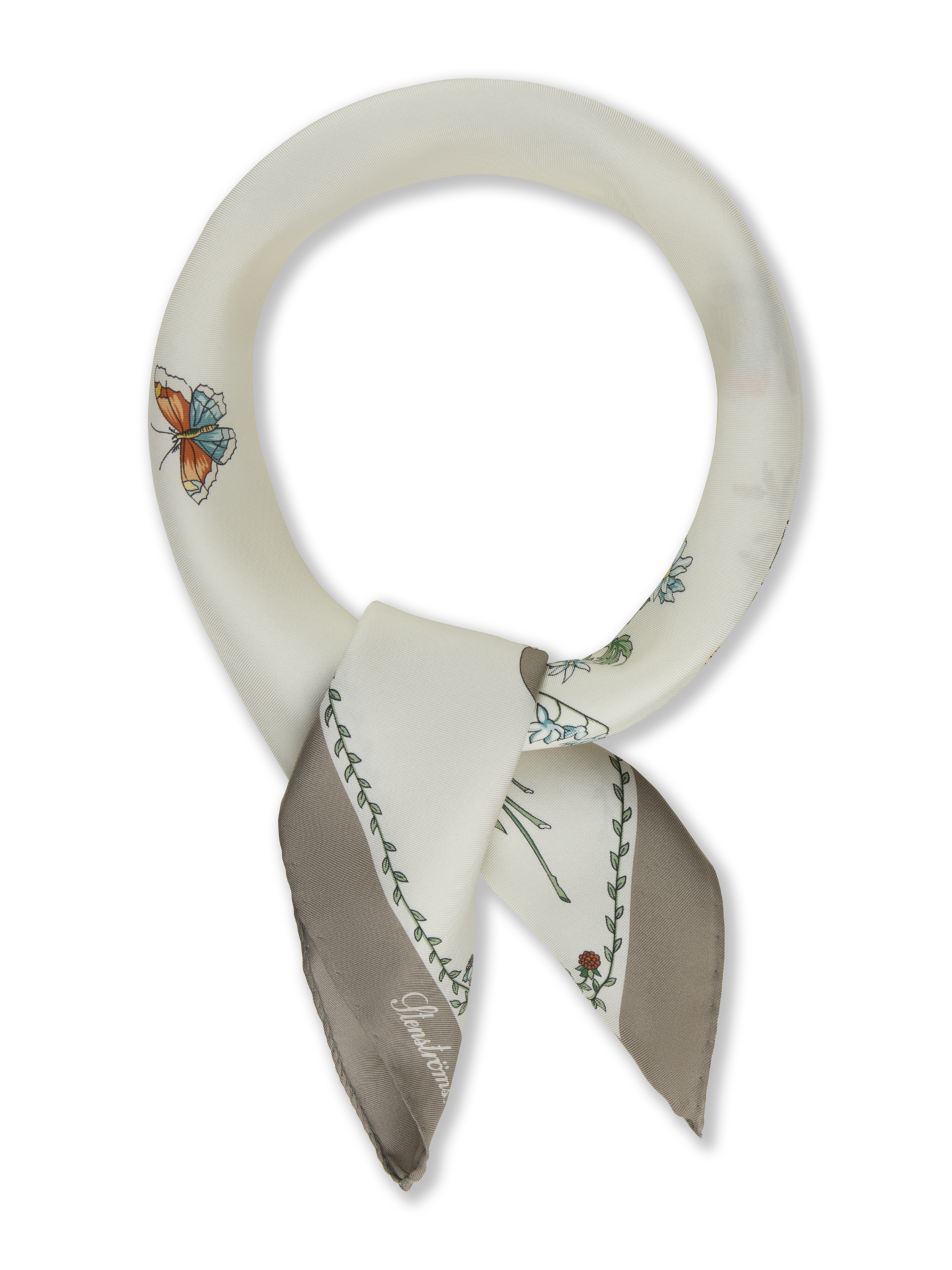 Stenströms Offwhite Blommig Sidenscarf | Dam | Accessoarer | Storlek: One Size | Offwhite