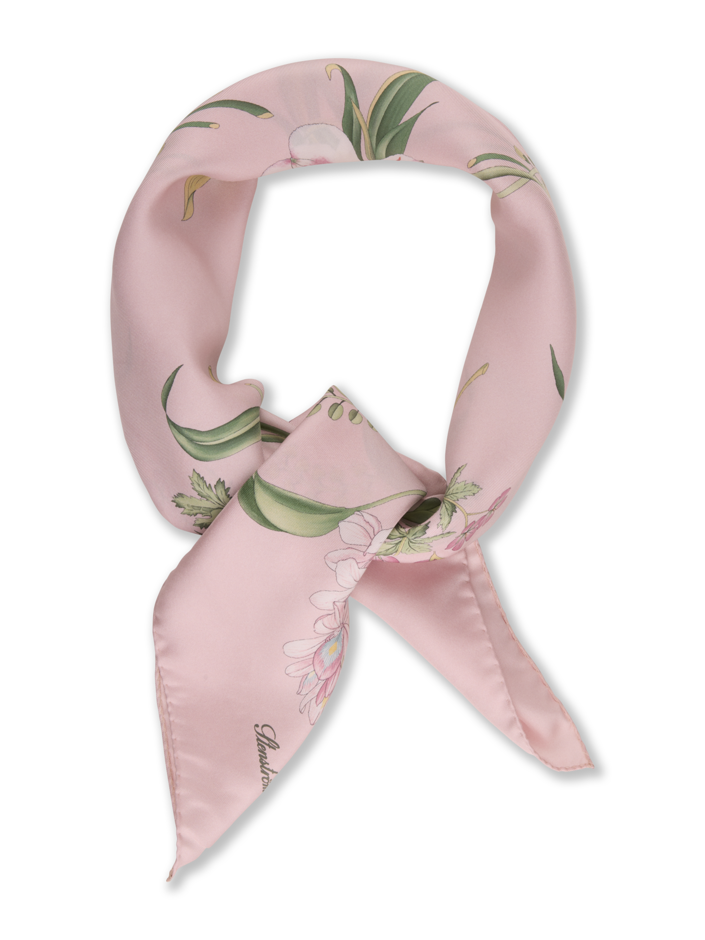 Stenströms Ljusrosa Blommig Sidenscarf | Dam | Accessoarer | Storlek: One Size | Ljusrosa | Mönstrad