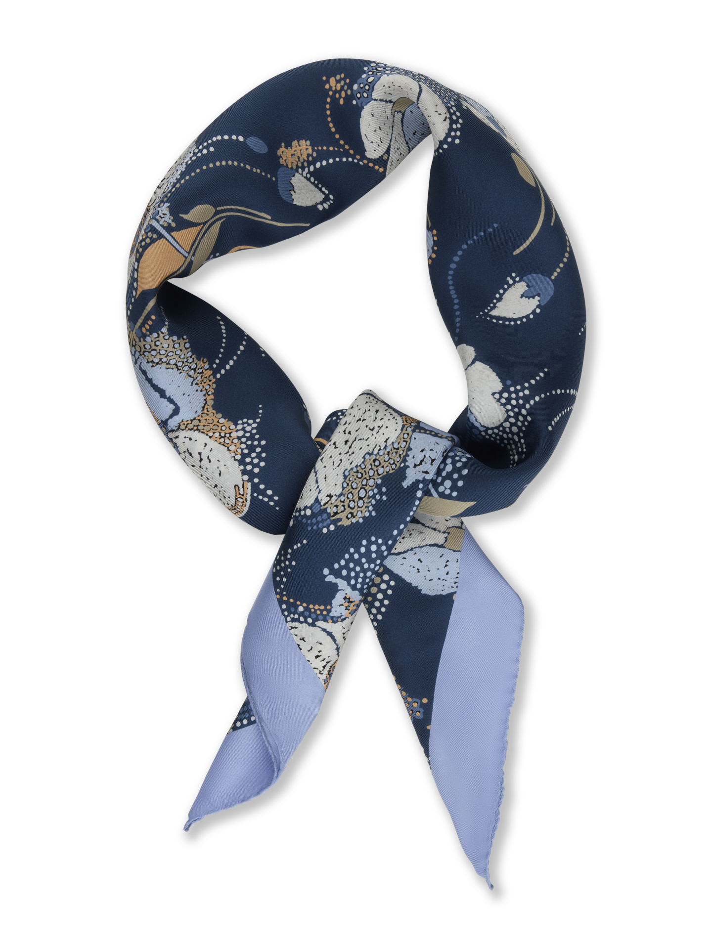 Stenströms Marinblå Blommig Sidenscarf | Dam | Accessoarer | Storlek: One Size | Marinblå | Mönstrad