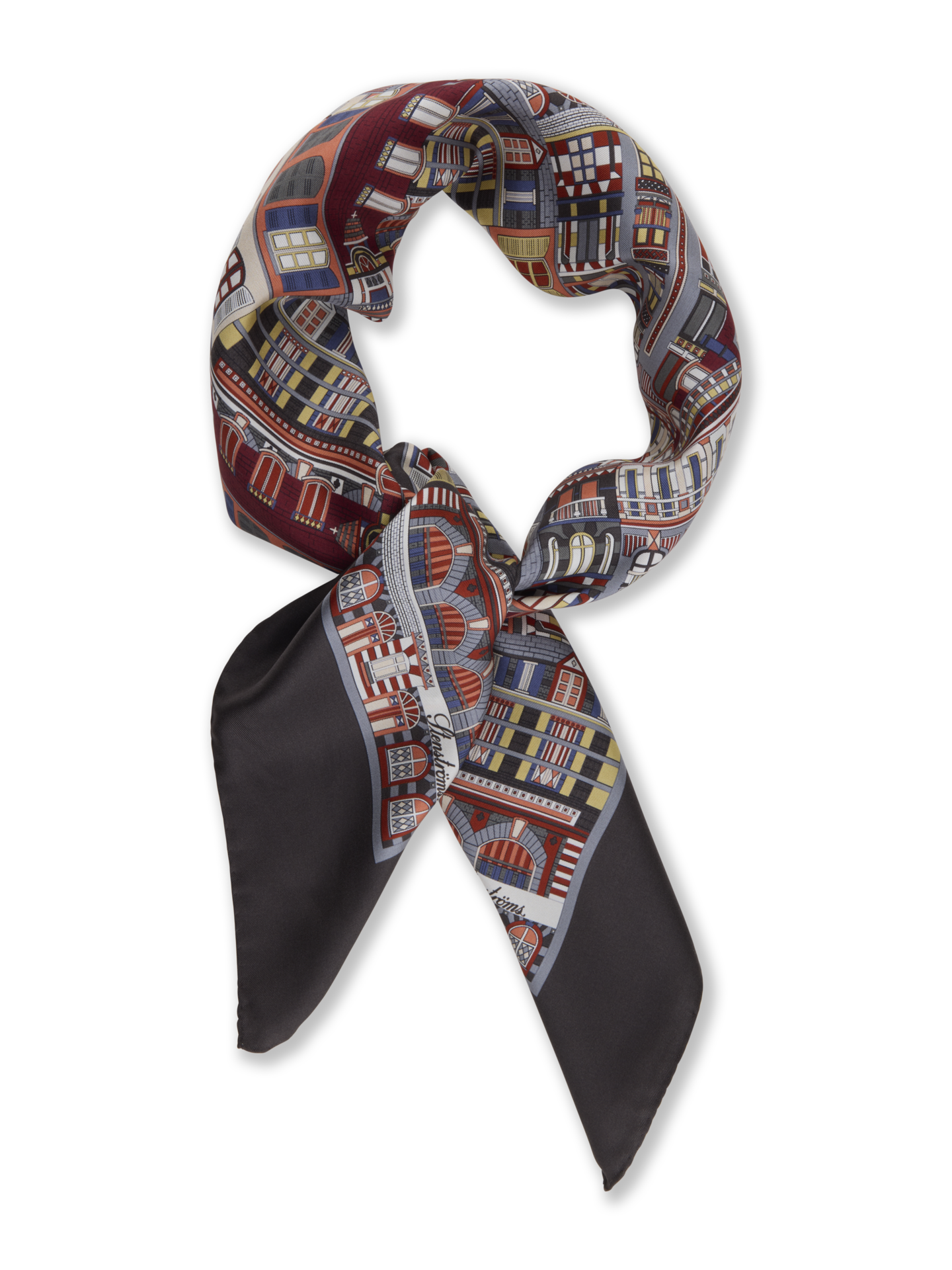 Stenströms Mörkbrun Mönstrad Sidenscarf | Dam | Accessoarer | Accessoarer | Storlek: One Size | Mörkbrun | Mönstrad