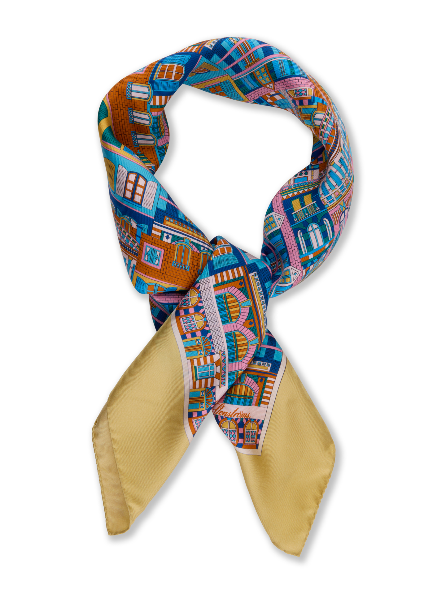 Stenströms Ljusgul Mönstrad Sidenscarf | Dam | Accessoarer | Accessoarer | Storlek: One Size | Ljusgul | Mönstrad