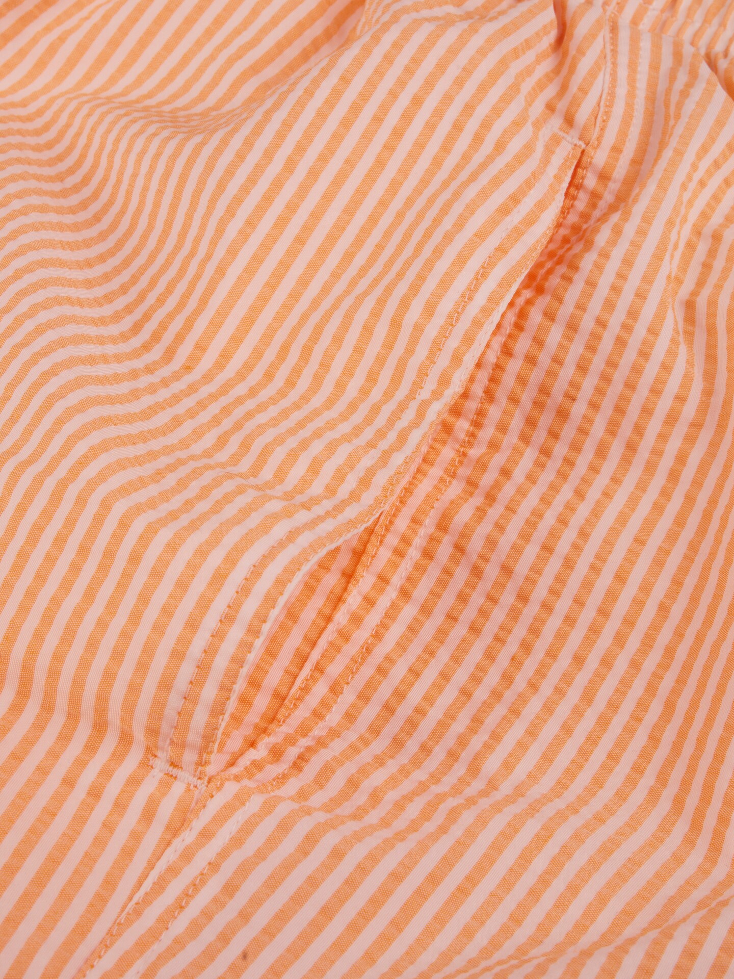 Orange Striped Seersucker Swim Shorts 